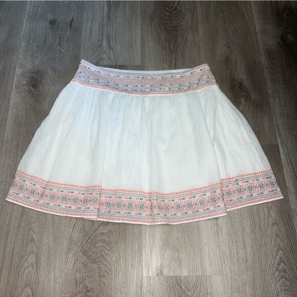 Women's Joie White Skirt with Coral and Turquoise Embroidery - Picture 9 of 9